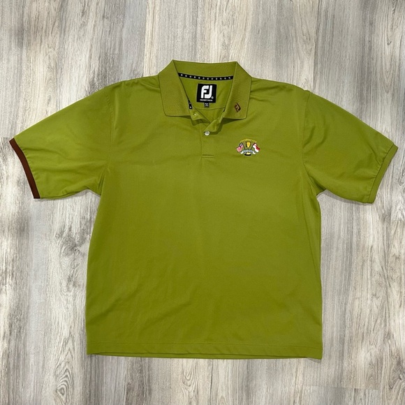Foot Joy Olive Green Short Sleeve Polo Causeway Cup Singapore Golf Shirt Size XL - Picture 1 of 7